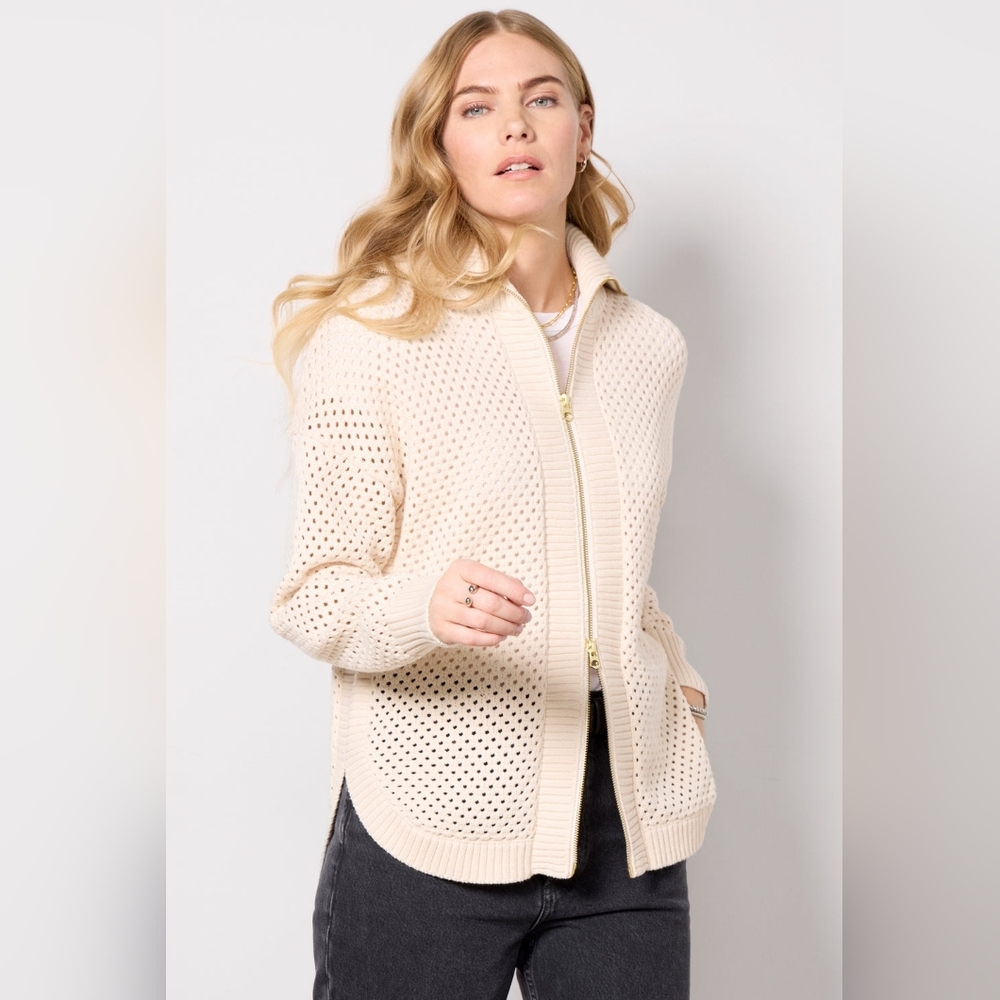 Evereve Varley Finn Longline Knit Jacket Zip Up size small